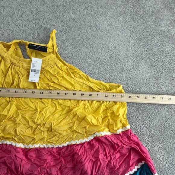 Lane Bryant Tiered Yellow Pink Blue Crinkled Tank Top Size 24 NWT 5588 - Picture 7 of 10